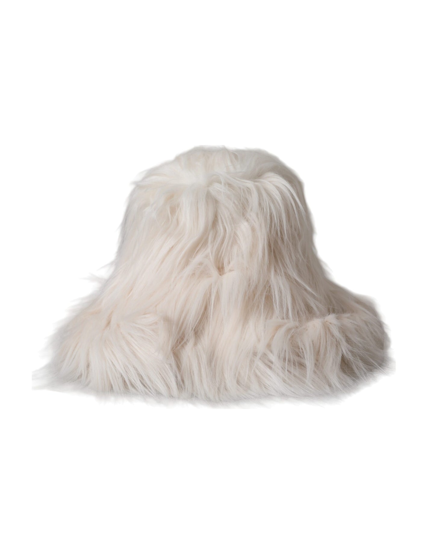 Off White Acryl Pelz Damen Bucket Hat