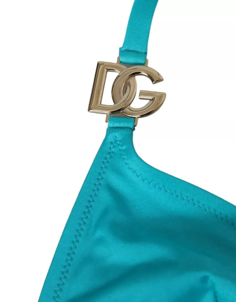 Blau Grün Neckholder DG Logo Bademode Beachwear Bikini Top
