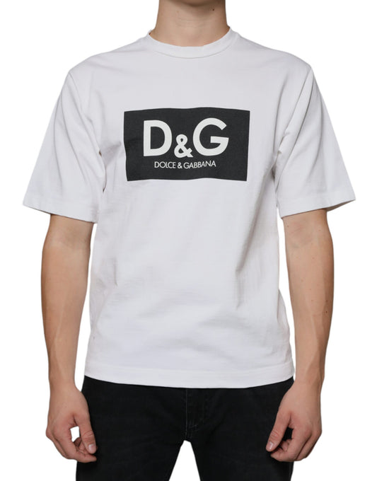 Weißes lässiges T-Shirt aus Baumwolle mit DG-Logo-Print