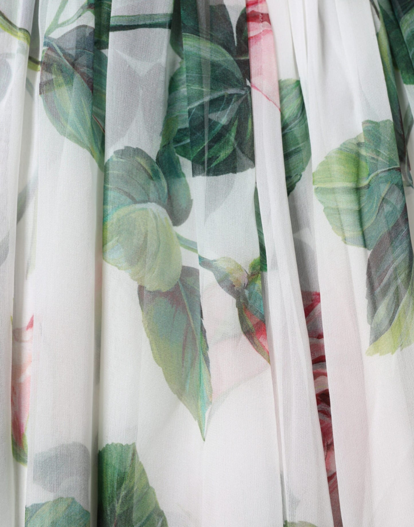 Weißes A-Linien-Midikleid aus Seide mit Blumenmuster
