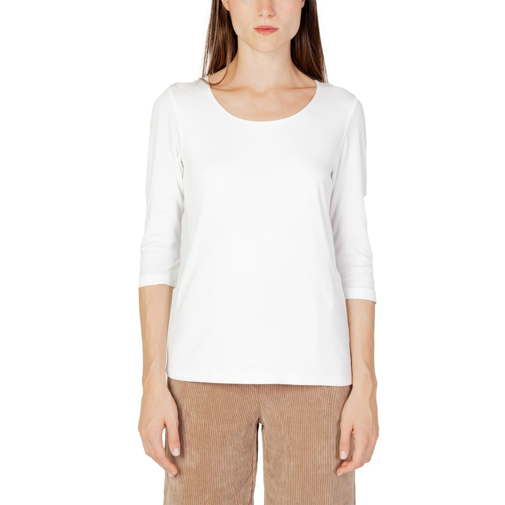 Cremefarbenes Langarmshirt aus Baumwolle