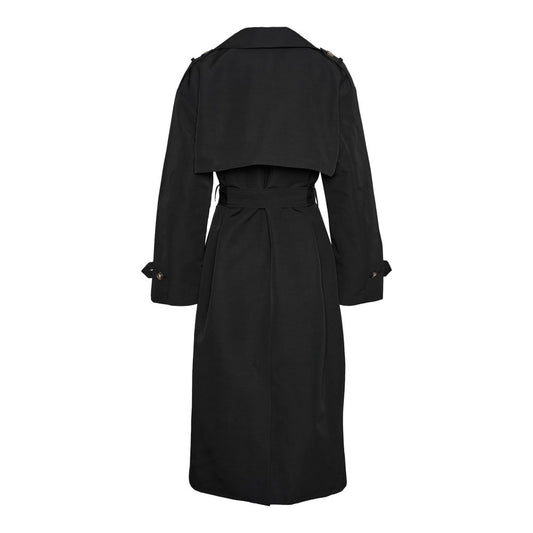 Black Polyester Trench Coat
