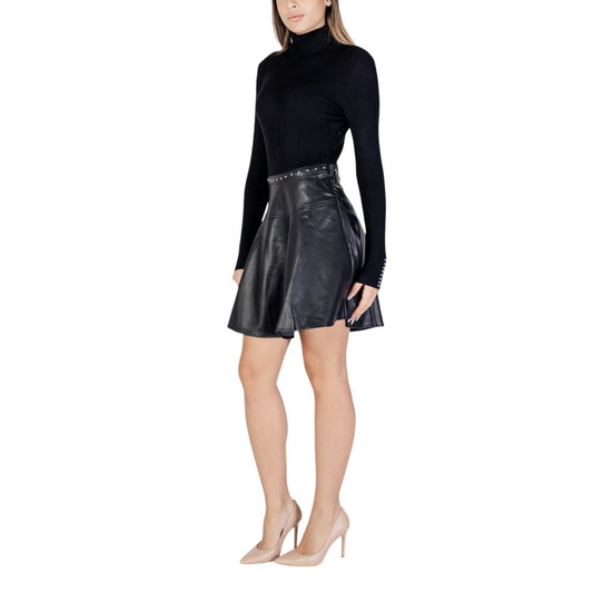 Schwarzes Viskose-Midikleid