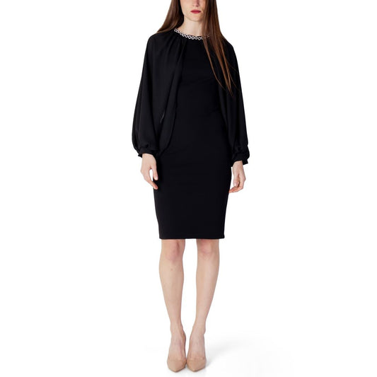 Schwarz Polyester Lang