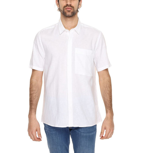 Weißes Leinen-Kurzarmshirt