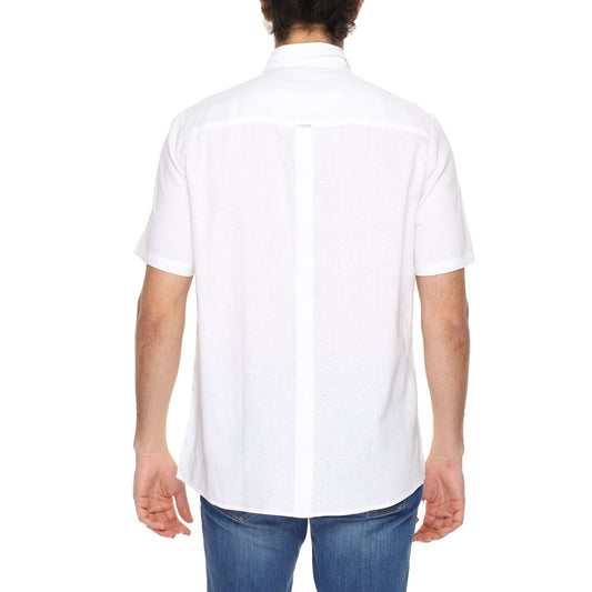 Weißes Leinen-Kurzarmshirt