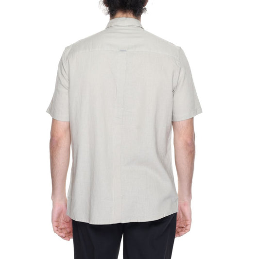 Beige Leinen Kurzarm