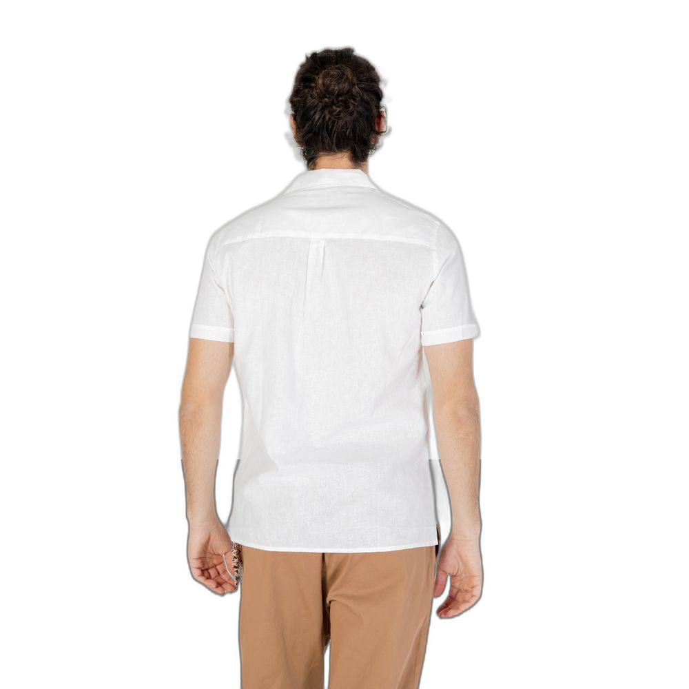 Weißes Leinen-Kurzarmshirt