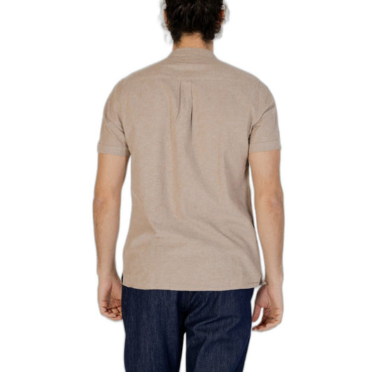 Beige Leinen Kurzarm