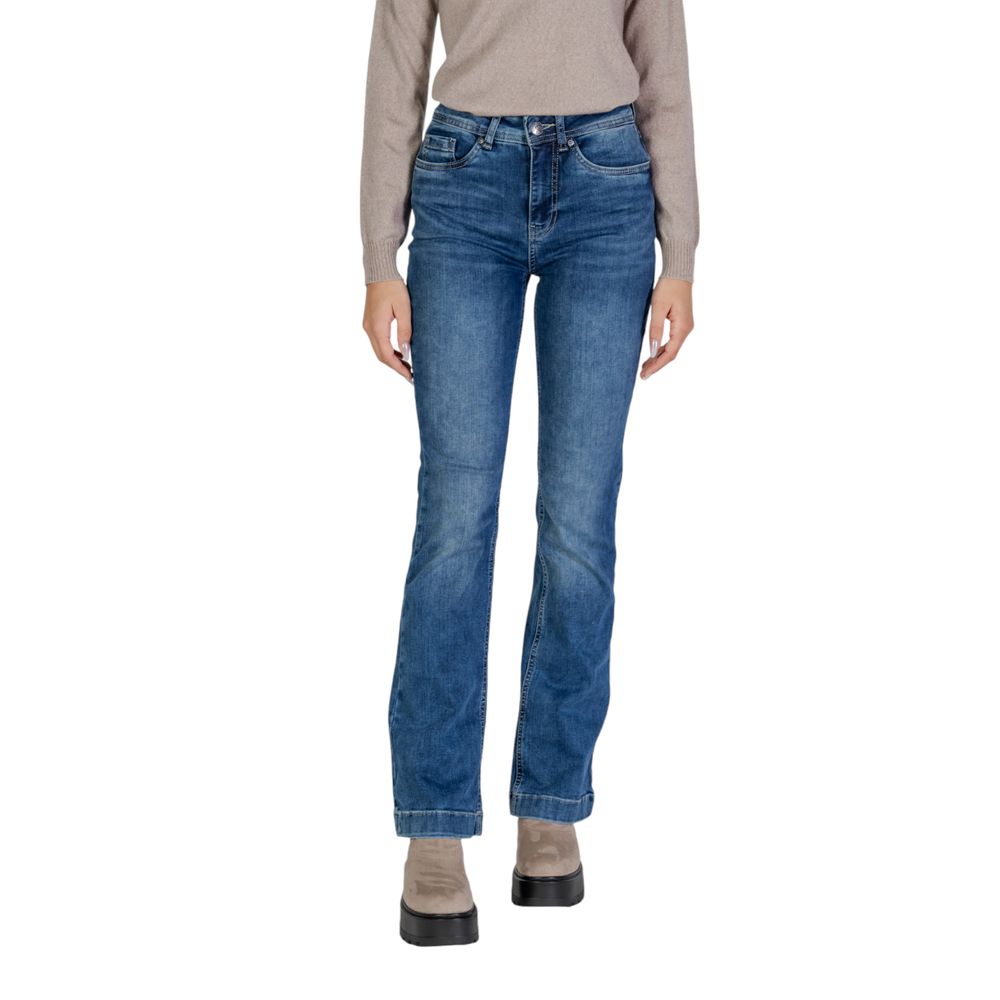 Blaue Mom-Jeans aus Baumwolle