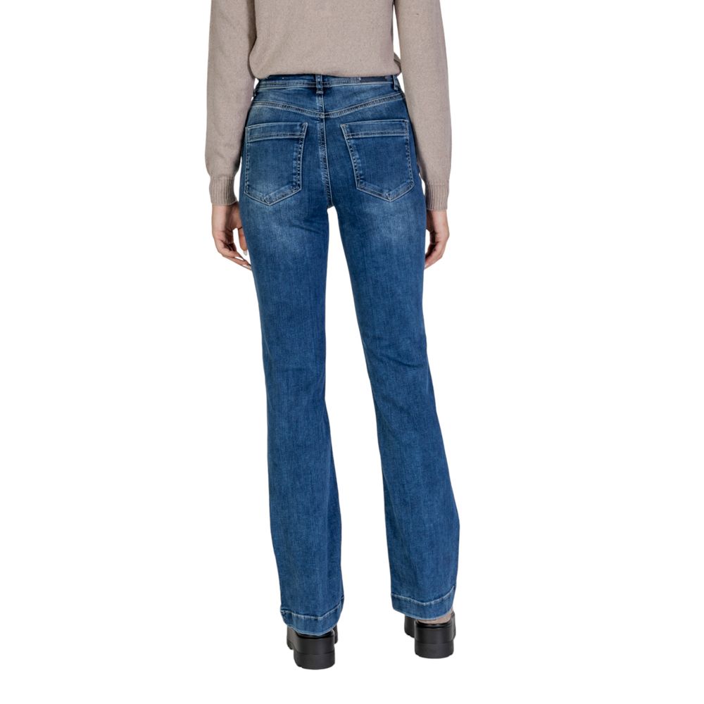 Blaue Mom-Jeans aus Baumwolle