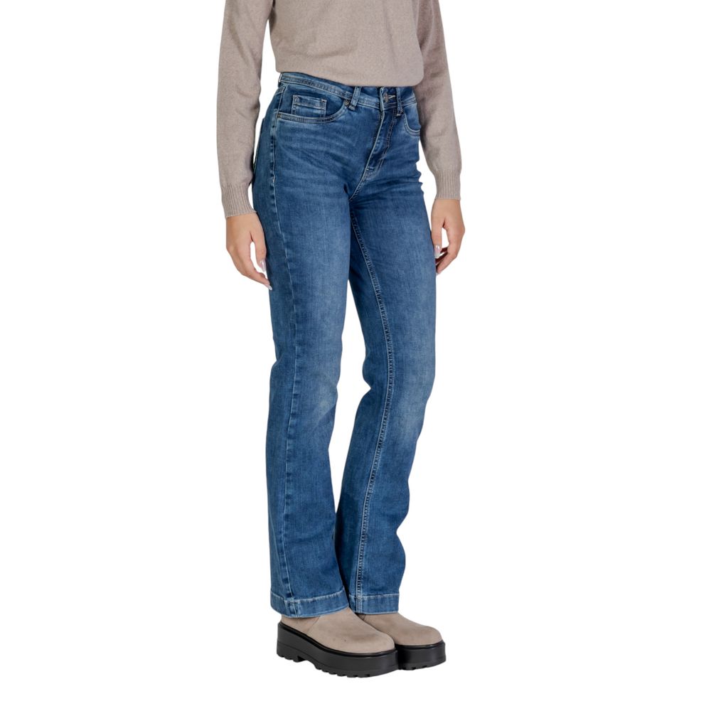 Blaue Mom-Jeans aus Baumwolle
