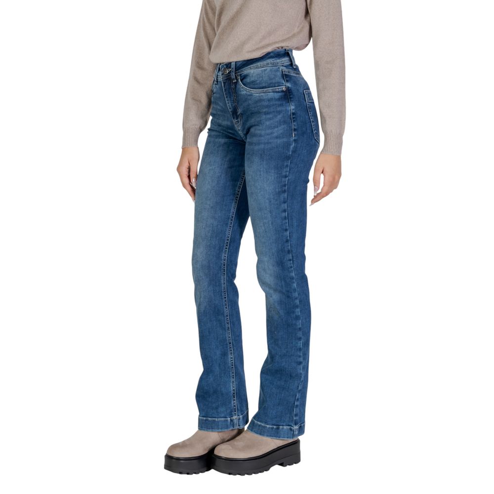 Blaue Mom-Jeans aus Baumwolle