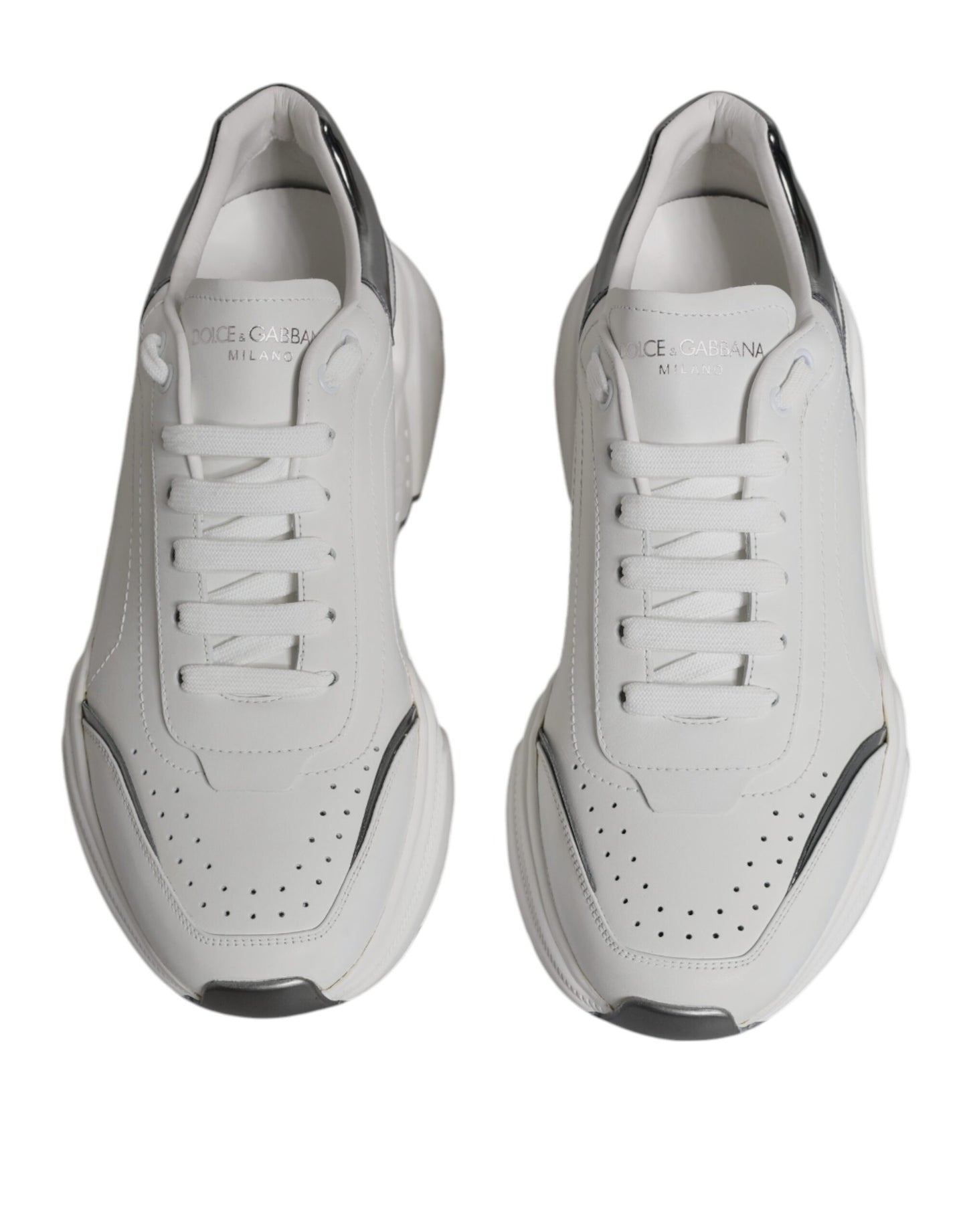 Weiß Silber DAYMASTER Leder Sneakers Schuhe