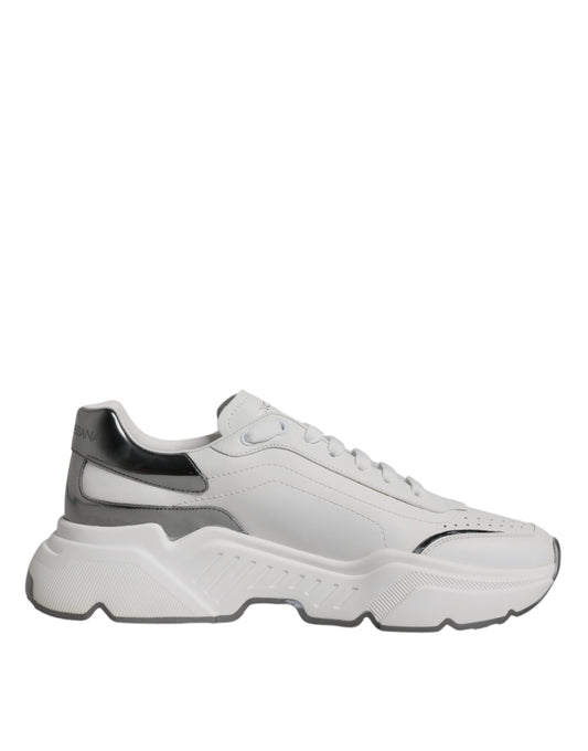 Weiß Silber DAYMASTER Leder Sneakers Schuhe