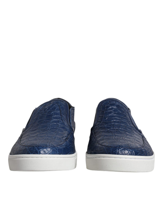 Blaue Krokodil Exotische Leder Herren Sneakers Schuhe