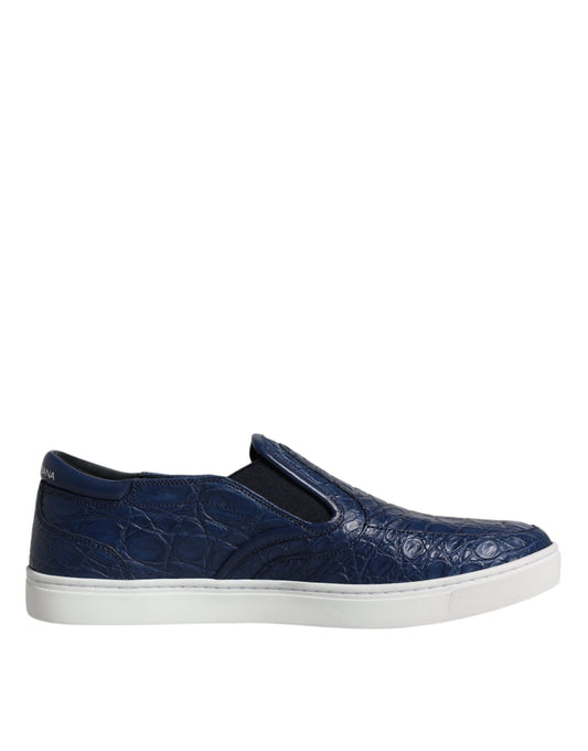 Blaue Krokodil Exotische Leder Herren Sneakers Schuhe