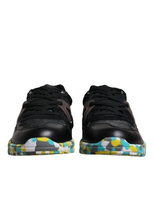 Schwarze Polyester Low Top Herren Sneakers Schuhe