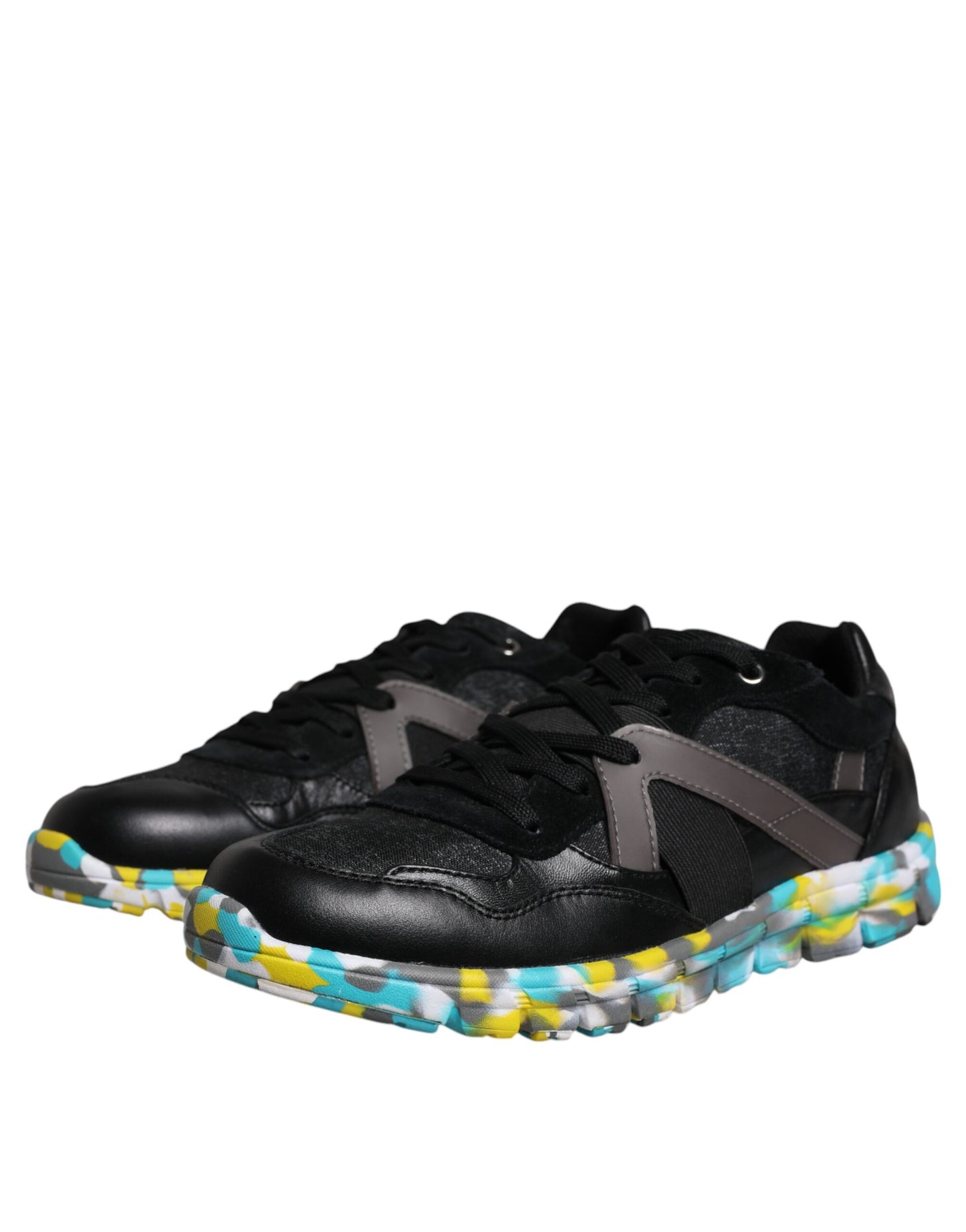 Schwarze Polyester Low Top Herren Sneakers Schuhe