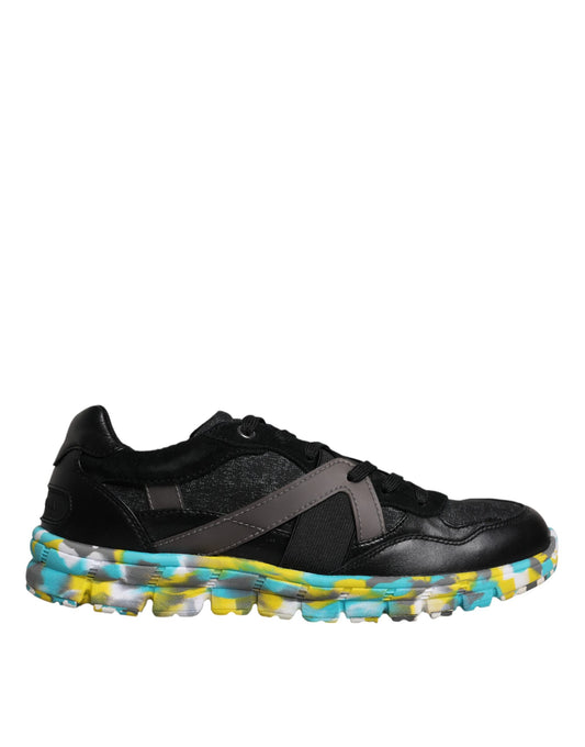 Schwarze Polyester Low Top Herren Sneakers Schuhe