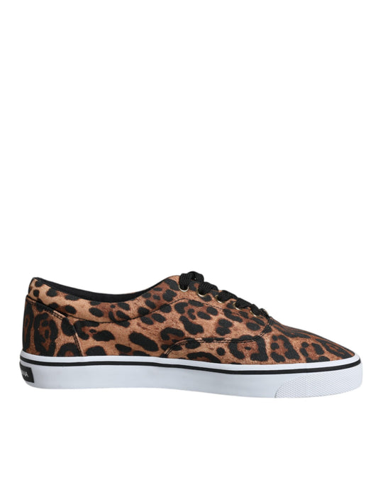 Braune Sneakers aus Baumwolle mit Leoparden-Logo-Print
