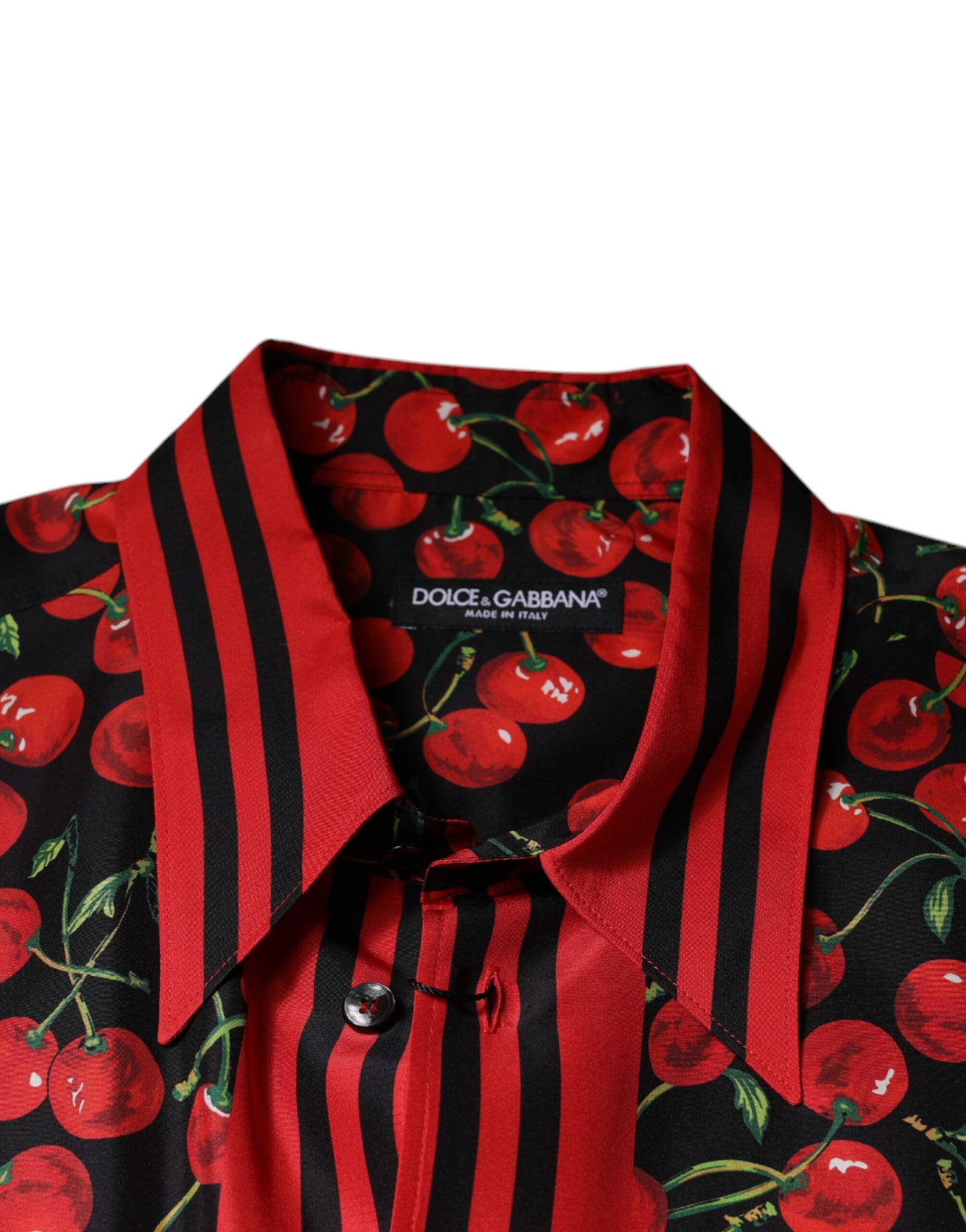 Schwarzes, kirschrotes Seidenhemd mit Button-Down-Kragen