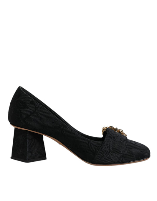 Schwarze Brokat Kristalle Heels Pumps Schuhe