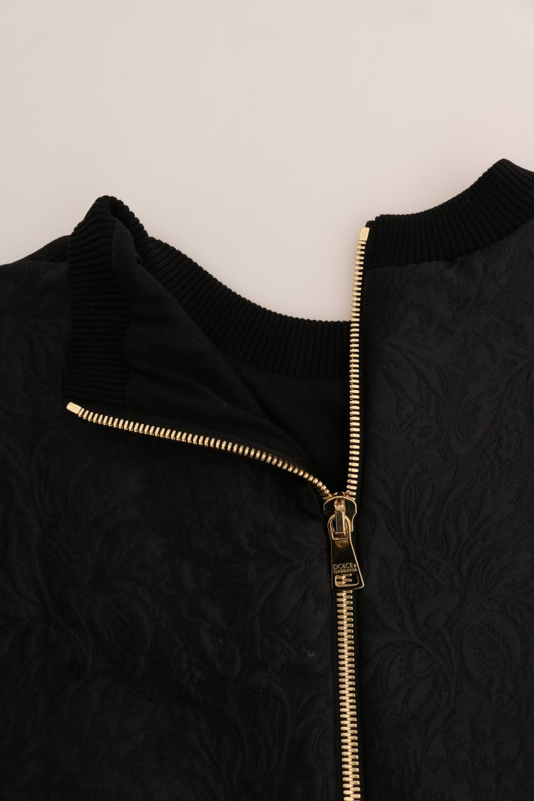 Schwarzer Brokat-Cocktail-Pullover mit Kristallen