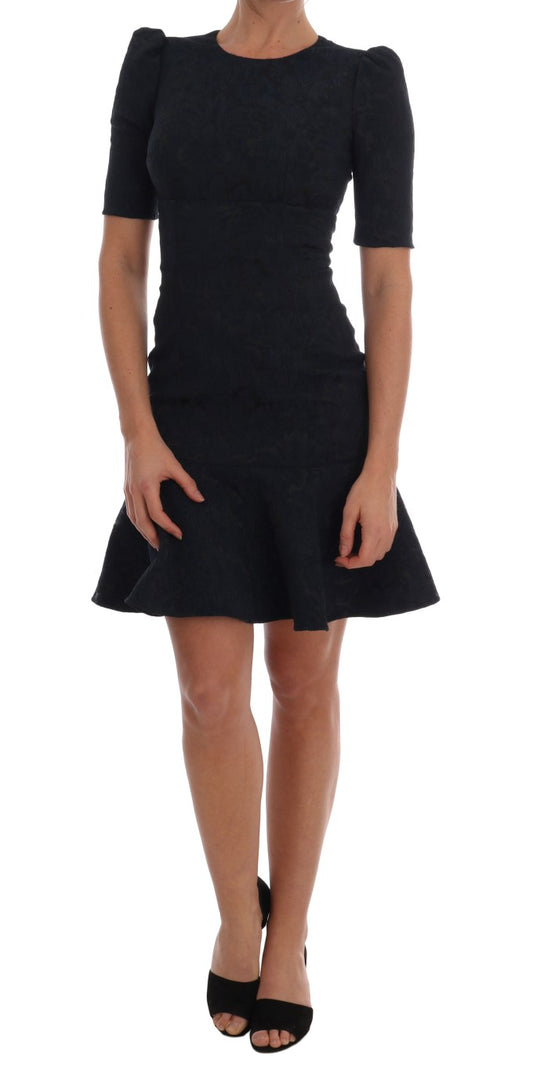 Schwarz-blaues ausgestelltes Minikleid