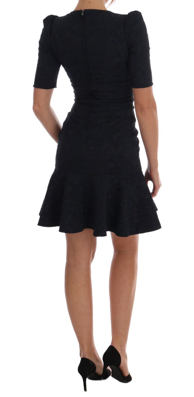Schwarz-blaues ausgestelltes Minikleid