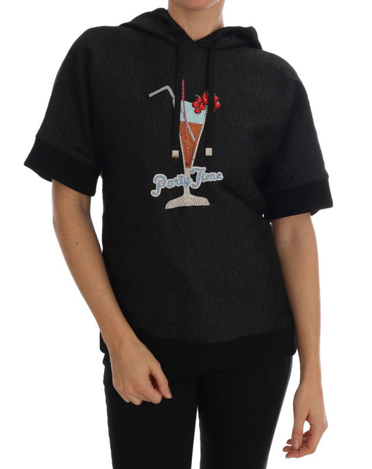 Schwarzer Märchenkristall-Kapuzenpullover