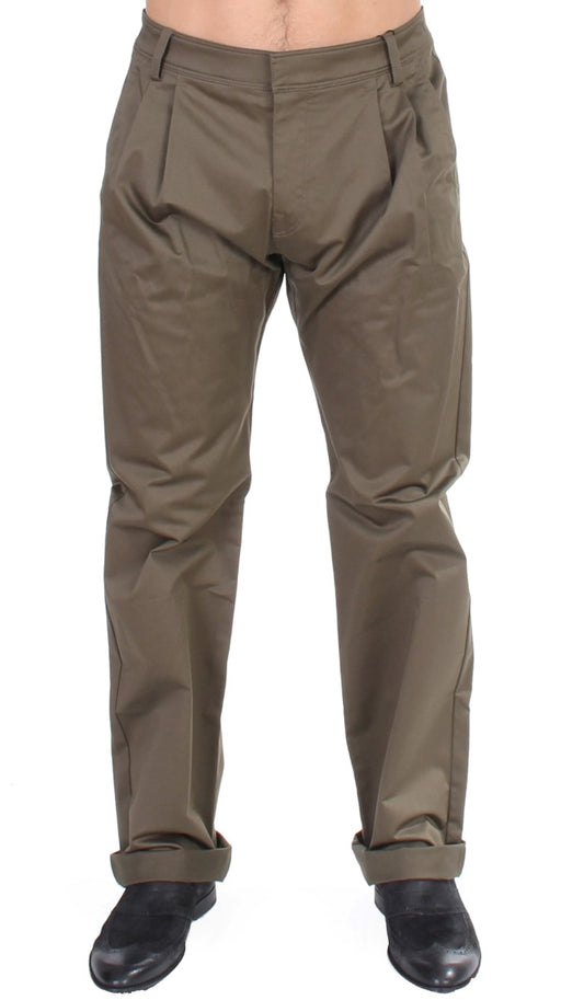 Grüne Comfort Fit-Hose aus Baumwollstretch