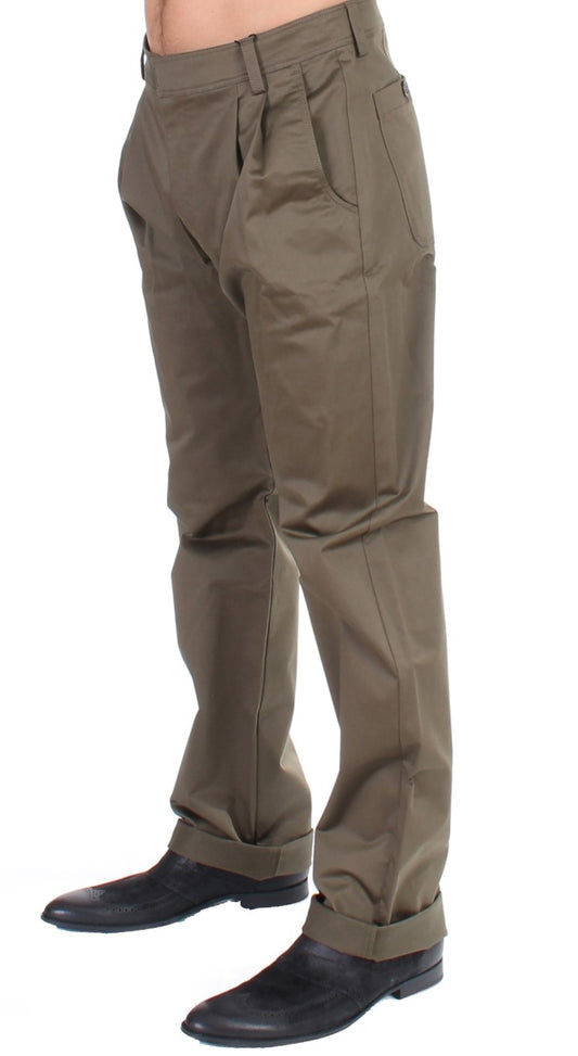 Grüne Comfort Fit-Hose aus Baumwollstretch