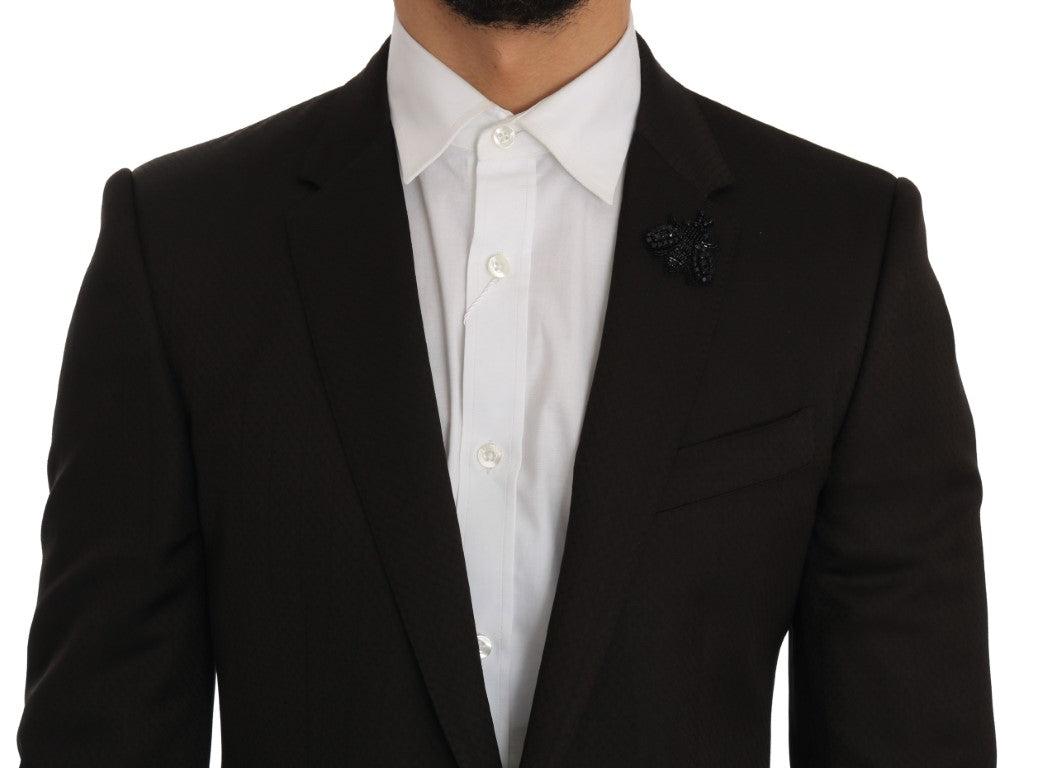 Brauner Woll-Slim-Fit mit Kristallbesatz MARTINI