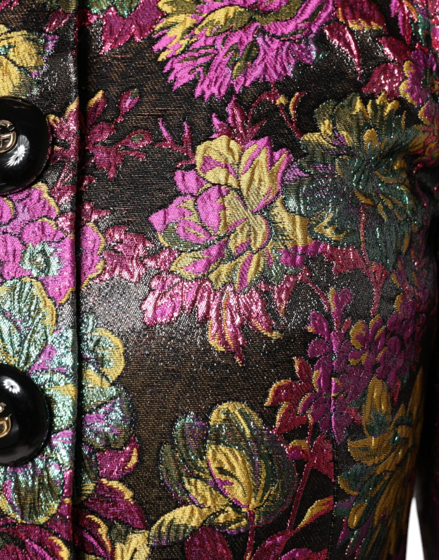 Kurze Jacquard-Jacke mit mehrfarbigem Blumenmuster