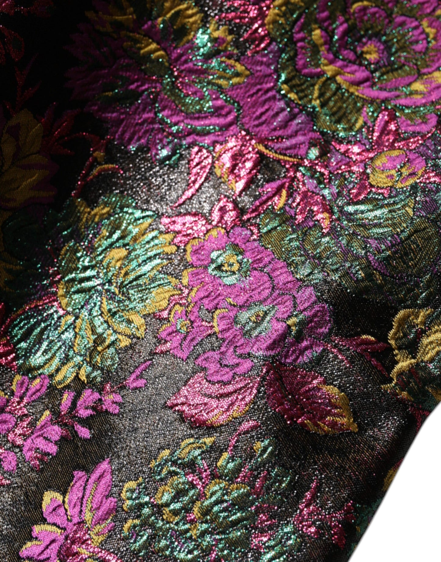 Kurze Jacquard-Jacke mit mehrfarbigem Blumenmuster