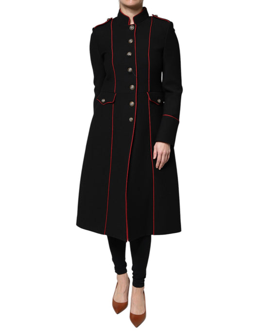 Schwarze einreihige Trenchcoat-Jacke