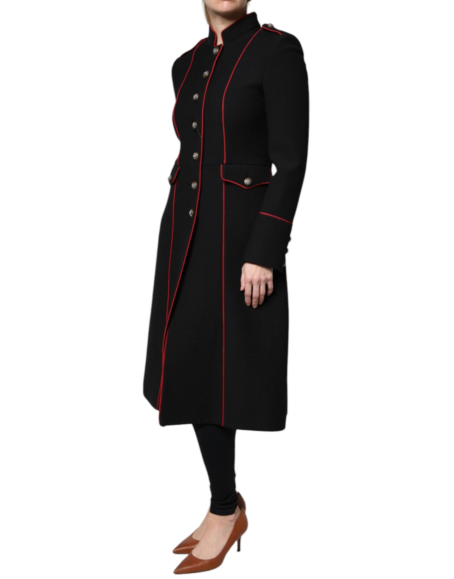 Schwarze einreihige Trenchcoat-Jacke