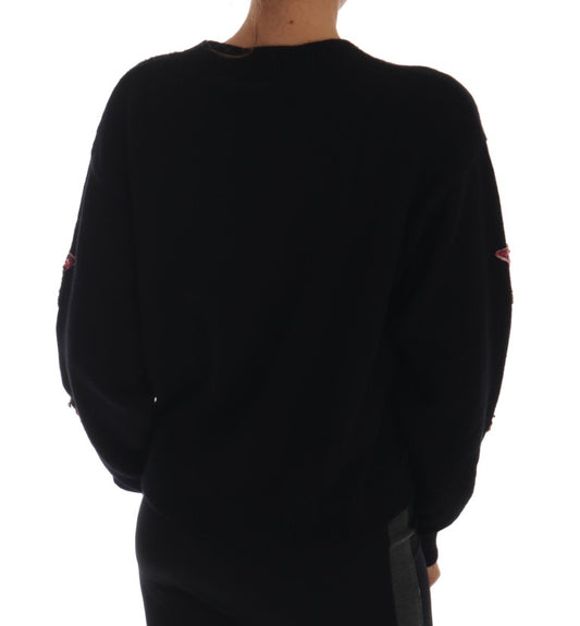 Schwarzer Kaschmirpullover „Fairy Tale Crystal“