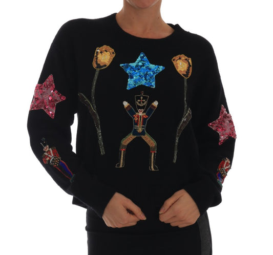 Schwarzer Kaschmirpullover „Fairy Tale Crystal“