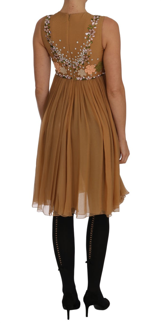A-Linien-Kleid aus Kristallseide in Gold