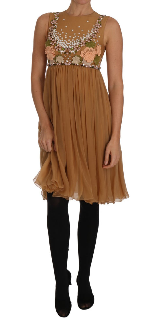 A-Linien-Kleid aus Kristallseide in Gold