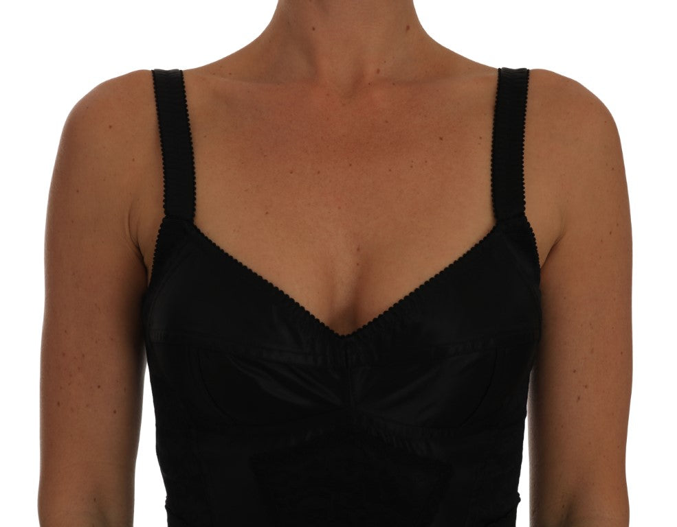Strampler-Bodysuit Schwarzes Stretchkleid mit Blumenmuster