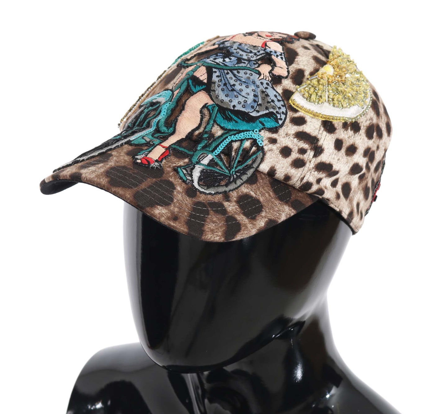 Braune Baseballmütze mit Leoparden-Pailletten-Applikation „Sicily“