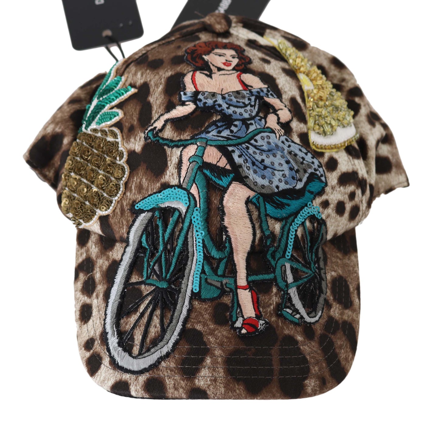 Braune Baseballmütze mit Leoparden-Pailletten-Applikation „Sicily“