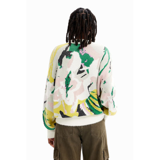 Cremefarbener Polyamidpullover