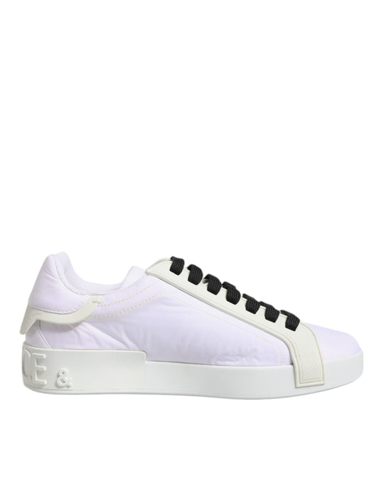 Weiße niedrige Sneakers aus Nylon und Leder
