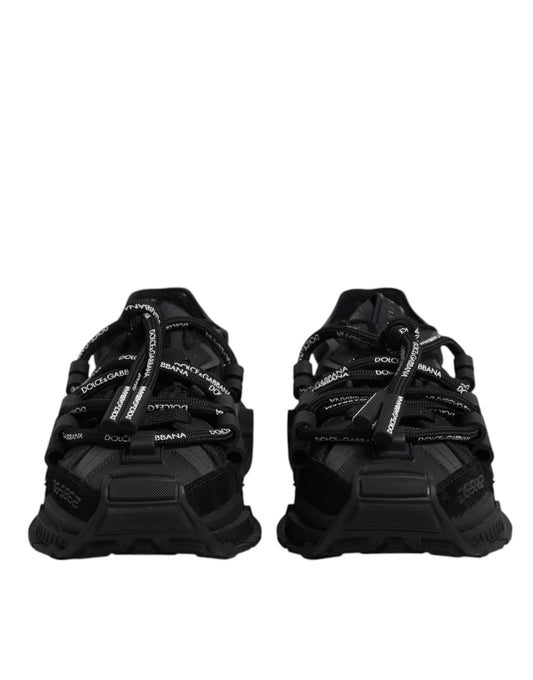 Schwarze Low Top Space Schnür-Sneakers
