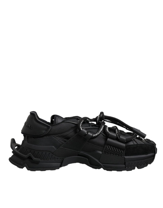 Schwarze Low Top Space Schnür-Sneakers
