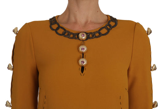 Braunes Minikleid mit Kristallverzierung